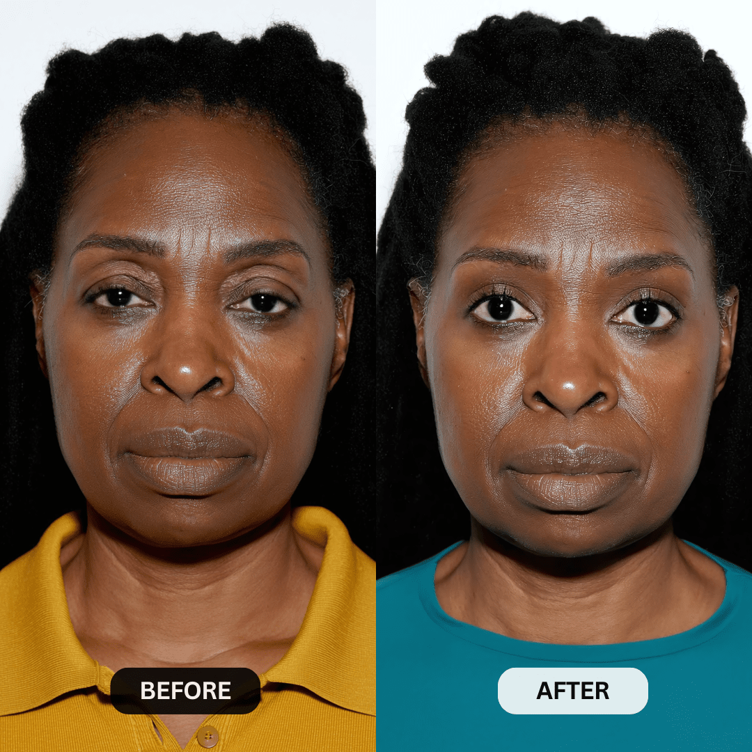 Botanique Paris customer before and after photo showing hooded upper eyelids looking visibly lifted