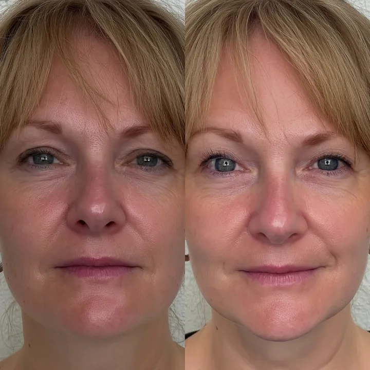 Botanique Paris customer before and after photo showing hooded upper eyelids looking visibly lifted